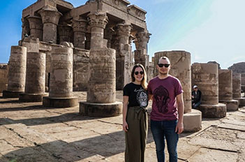 Over day Aswan tour to Kom Ombo Edfu temples Egypt cover