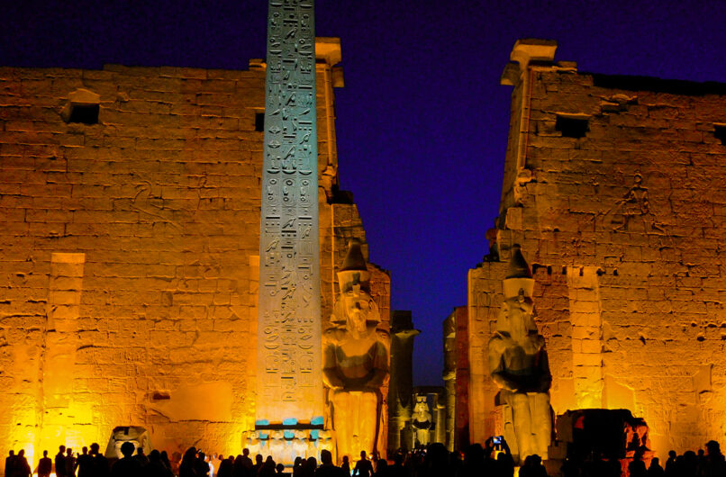 Sound and light show in front of Luxor Temple